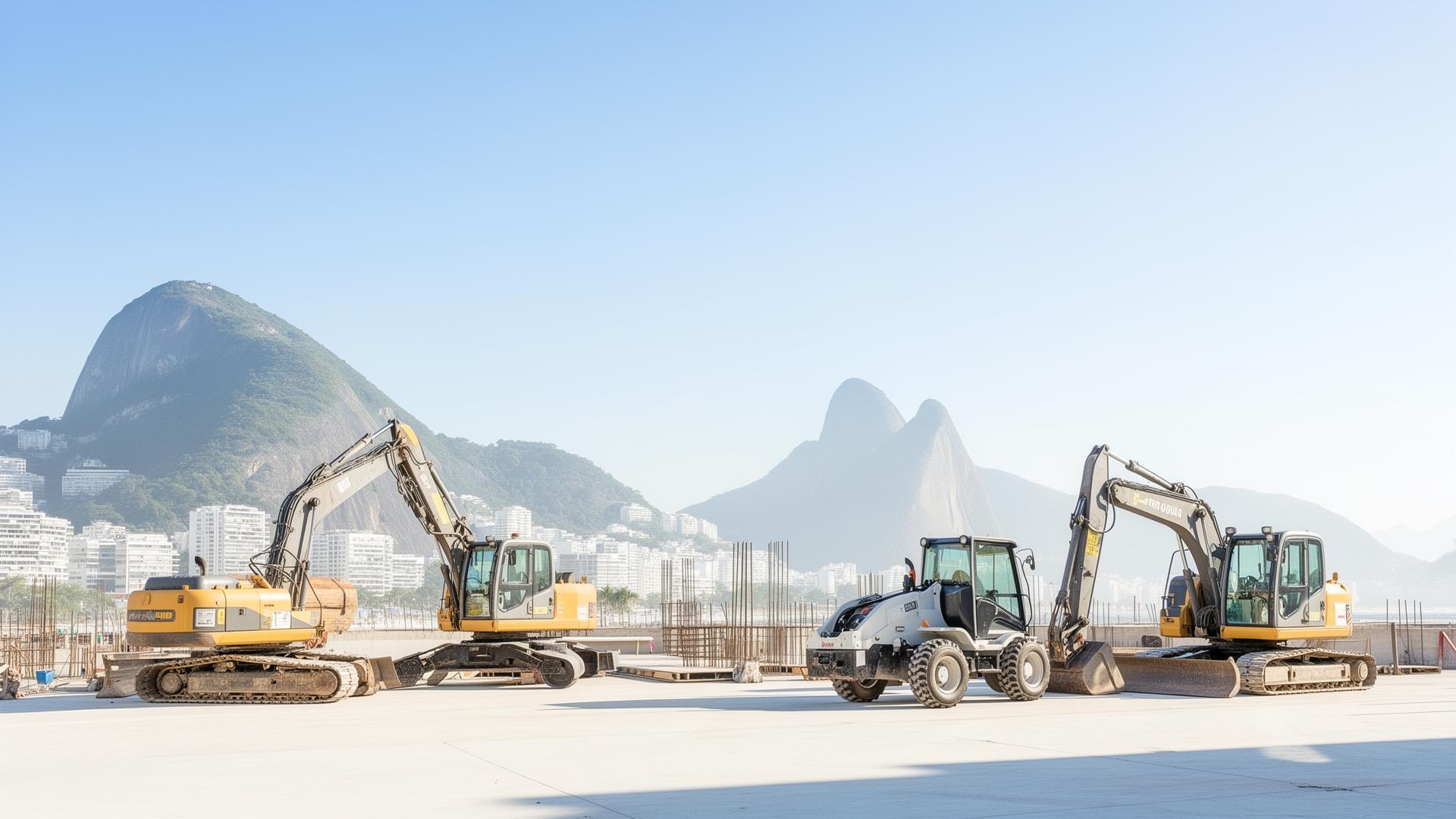 Equipamentos de construção em obra no Rio de Janeiro